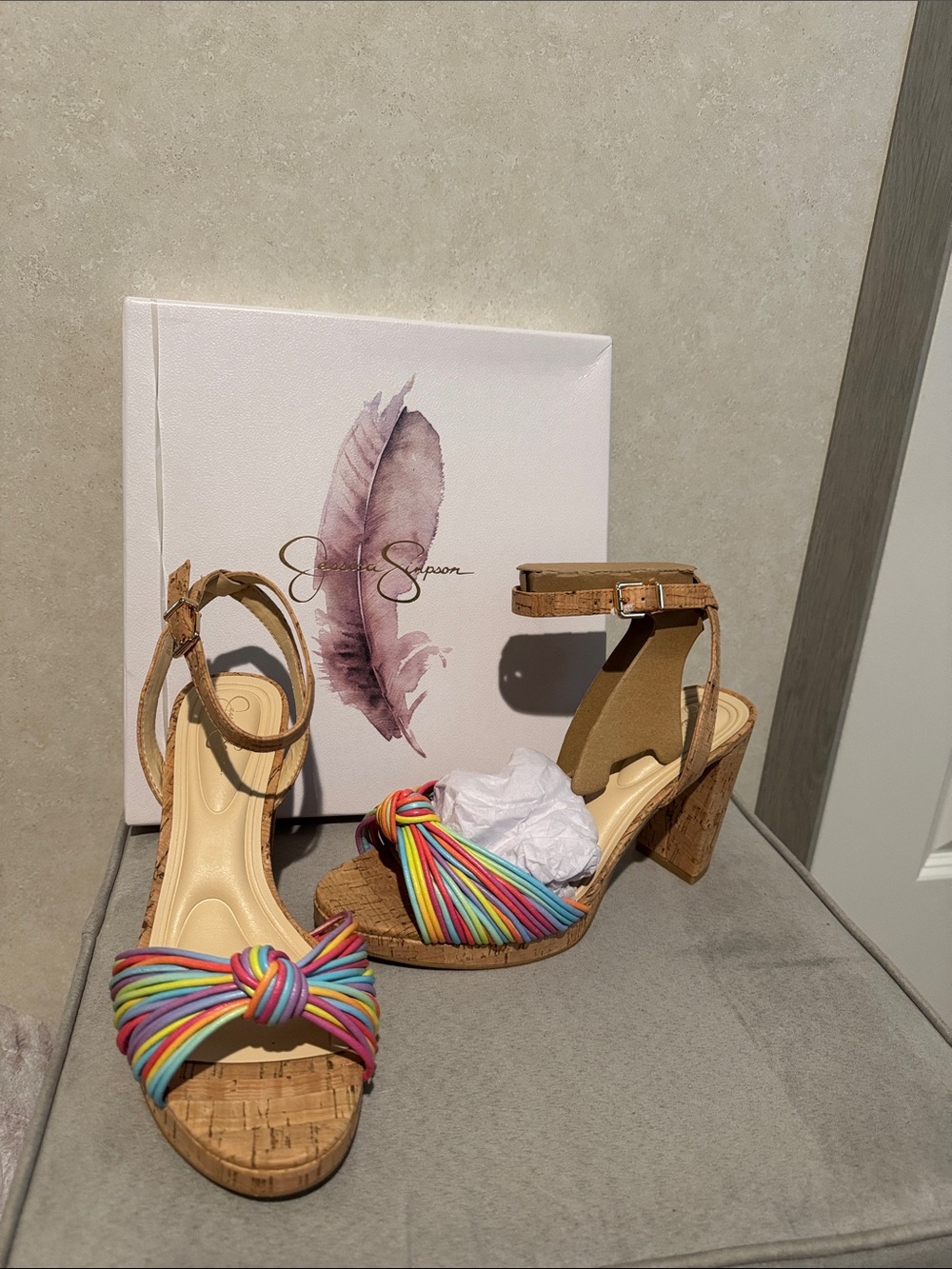 Jessica Simpson Darleena cork heels NEW - Picture 2 of 6